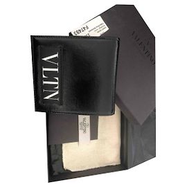 Valentino Garavani VLTN Black Patent Leather Wallet