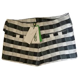 Kenzo Skorts Karo blau weiß Baumwolle