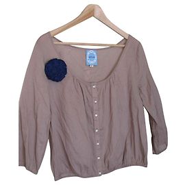 April May Wickelbluse aus Baumwolle Taupe