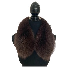 Fuchsfellkragen mit Wildlederfutter dunkelbraun - Autre Marque