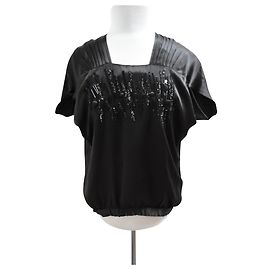 Nuevo Antik Batik top con cuentas de seda negra. fr36/ XS