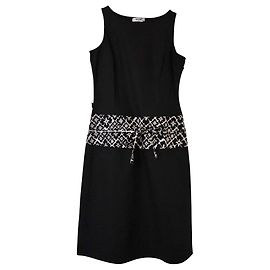 Moschino Moschina Jeans schwarzes Kleid mit floralem Bund. ES 40