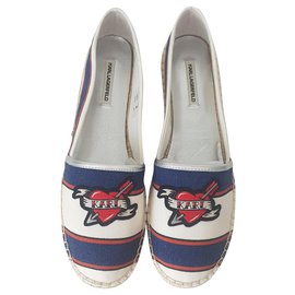 Karl Lagerfeld Espadrilles aus Stoff Weiß Rot Blau