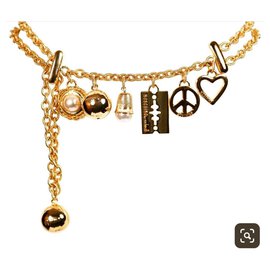 Selten!! 1990's Moschino Gilt Charm Gürtel