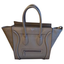 Borsa a mano Céline Luggage Mini in pelle beige