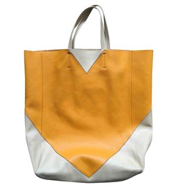 Borsa Tote Céline in Pelle Gialla ed Ecru