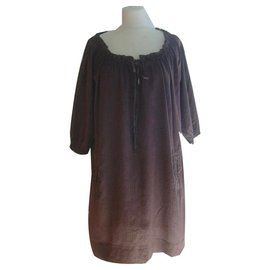 Vestido Sandro de algodón a cuadros marrón bicolore