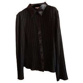 Autre Marque Blusa de terciopelo plisado y satén negro