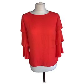 Orangefarbene Bluse WEILL T38 mit plissierten Ärmeln