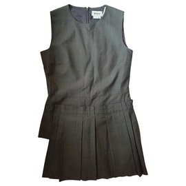 DKNY Hemd mit Plissee-Panel Grau Wolle und Polyester - Dkny