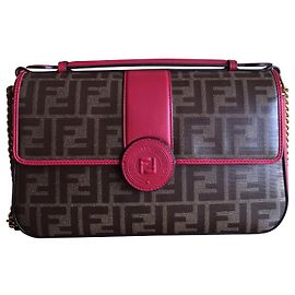 Borsa Fendi Jacquard FF e pelle rossa