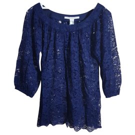Blouse en dentelle Diane Von Furstenberg Bleu Marine
