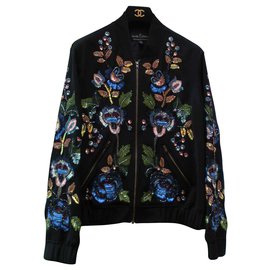 Autre Marque Giacca Sublime Bombers ricamata con strass multicolori