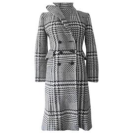 KOOKAÏ BEAUTIFUL HANGER COAT LONG WOOL WOVEN CROSS BLACK AND WHITE
