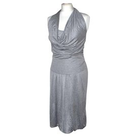 Vestido Max Mara gris de cuello halter en viscosa