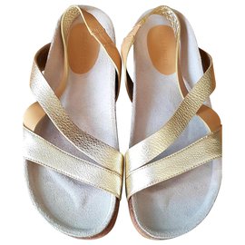 Sandali Jil Sander dorati in pelle