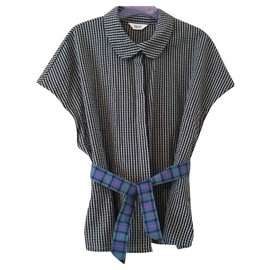 Toast Bluse aus Baumwolle Grau Kariert