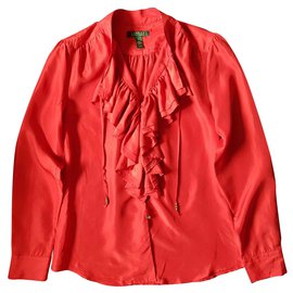 Camisa de seda roja Ralph Lauren