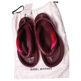 Isabel Marant Eckily Infradito in Pelle Viola Rosa