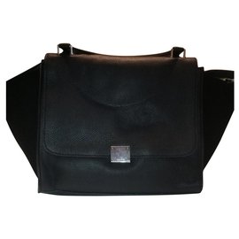Borsa a mano Céline Trapèze in pelle nera