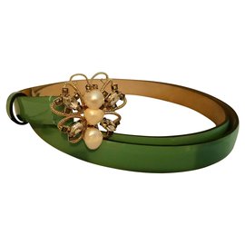 Valentino Lackledergürtel Schmetterling Bow Hellgrün