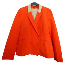 Comptoir Des Cotonniers Blazer Jacke Rot Vermillon mit Goldkragen