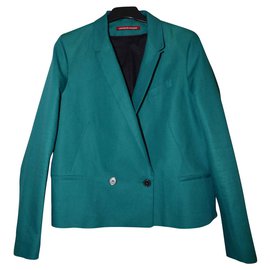 Comptoir Des Cotonniers Blazer Jacke Dunkelgrün Baumwolle Leinen 42
