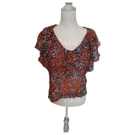 Blusa Sandro in seta rossa e bianca stile marinaio