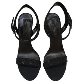 Zara Sandalen mit hohem Absatz und schwarzem Strass 38