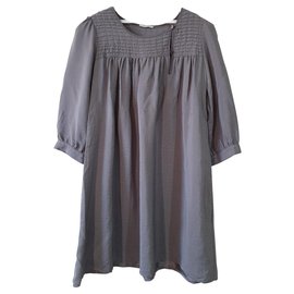 Vestido de seda Sessun gris plateado Talla M
