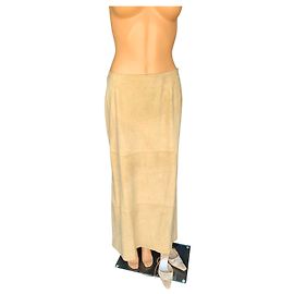 Falda larga de ante Christian Dior Beige