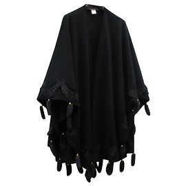 Autre Marque Mantella in lana e cashmere con pizzo e visone