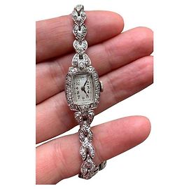 Autre Marque Vintage Granat Platin- und Diamantuhr