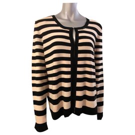 Marina Rinaldi Strickjacke Wolle Beige Schwarz