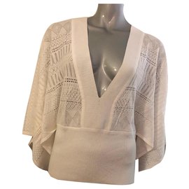 Escada Sport weißer Pullover aus Viskose mit ausgestellten Ärmeln - Autre Marque