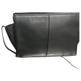 Clutch Céline Tri-fold in pelle di vitello nera