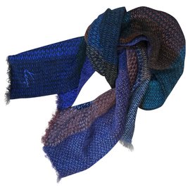 Stola Kenzo in lana marrone verde prugna blu navy