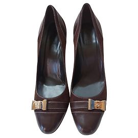 Tacchi Gucci Marroni in Pelle e Scamosciata Taglia 38
