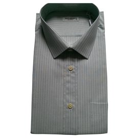 Camicia a righe Yves Saint Laurent in seta verde chiaro