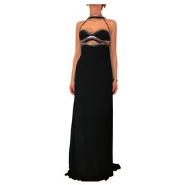Versace Sublime long evening dress Black Viscose ref.149170 - Joli Closet