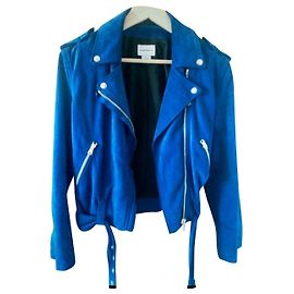 Club Monaco Bikerjacke aus Nubuk in Blau