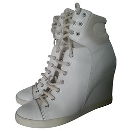 See by Chloé Wedge Ankle Boots Beige Suede Leather