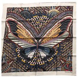 Christian Dior Foulard Ritual-D Sciarpa di seta arancione farfalla