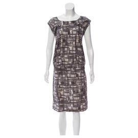 Vestido midi sin mangas Marni estampado abstracto gris