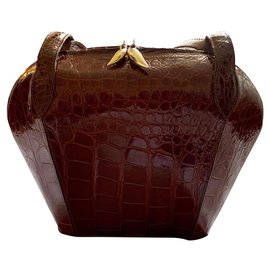 Borsa De Vecchi by Hamilton Hodge in pelle di coccodrillo cognac - Autre Marque