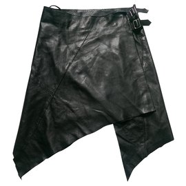 Pellessimo asymmetrischer Lederrock schwarz
