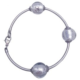Chanel Armband aus Edelstahl mit transparenten Perlen