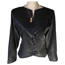 BLAZER NOIR À RAMAGES - Yves Saint Laurent