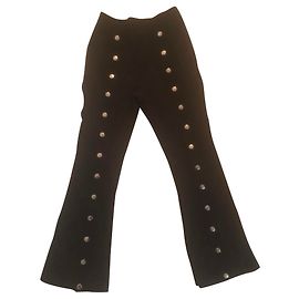 The Kooples Sport Schwarze ausgestellte Baumwollhose