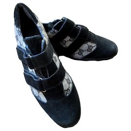 gucci, sneaker in tela e pelle, 37.